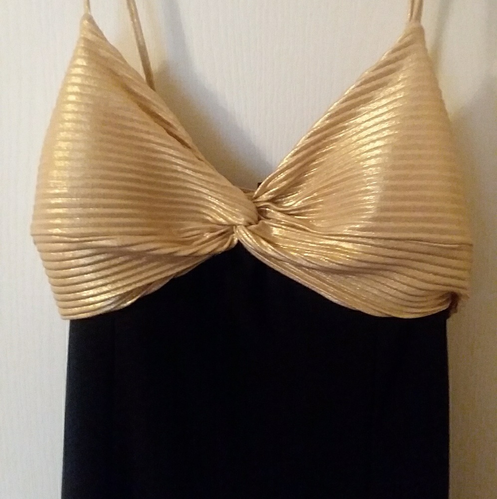 NWOT Vintage Gold & Black Dress
